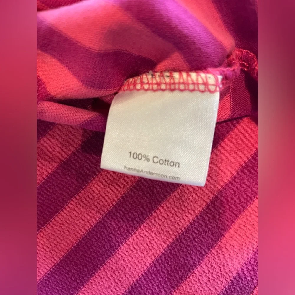 Hanna Andersson Pink and Purple Striped Dress with velvet flowers size 110 4/5T